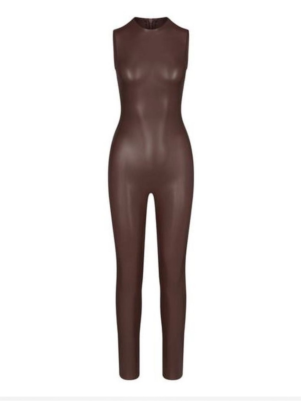 SKIMS faux leather mock neck catsuit in Cocoa SM